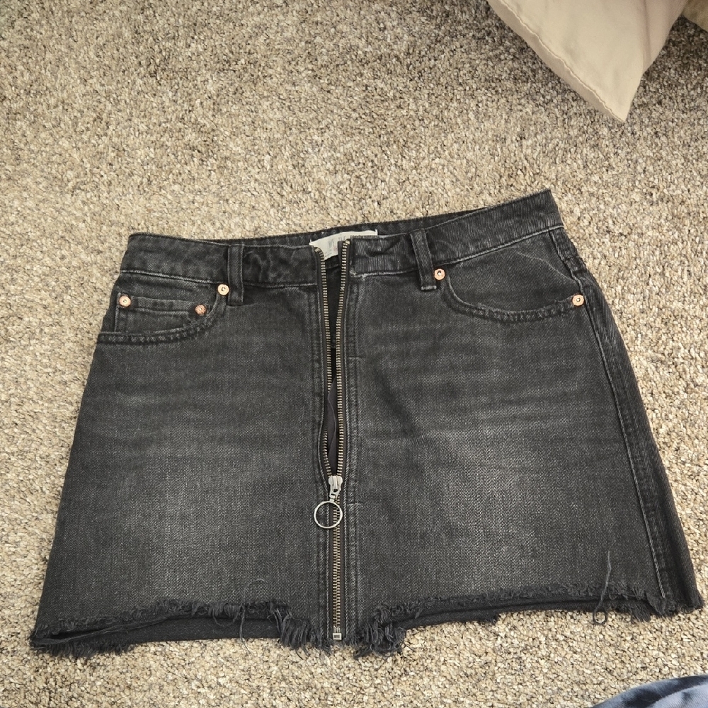 We The Free Black Denim Mini Skirt